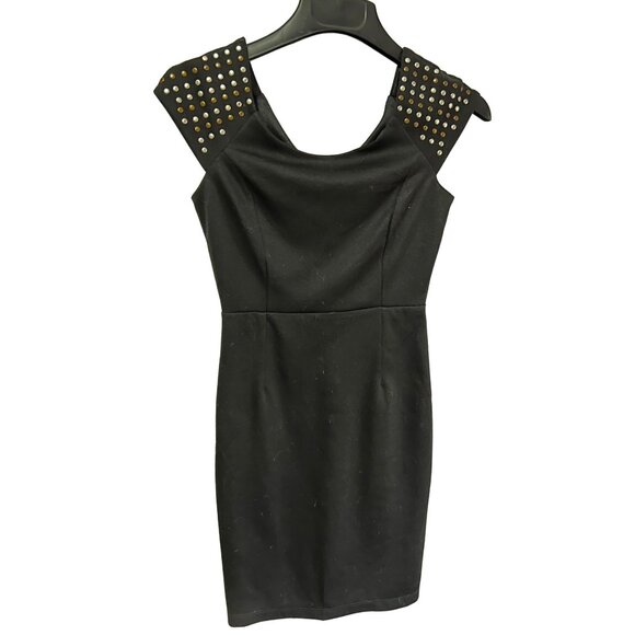 Wet Seal Little Black Dress with Studs Sz Small Womens Bodycon Fitted Minidress - Picture 1 of 9